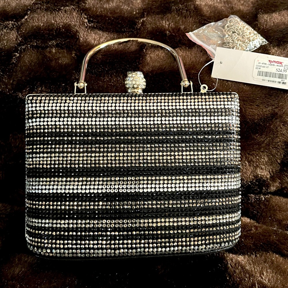 Satin and sequins clutch
